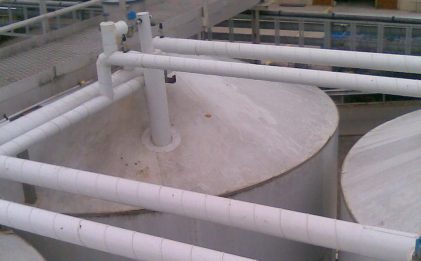 pipework leading to two outdoor tanks