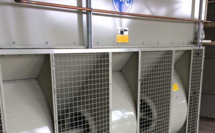 an industrial refrigeration condenser in a plantroom